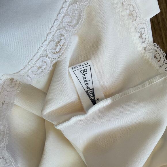 Vintage 70s Shadowline Cream Lace Lingerie Slip Dress - Picture 5 of 6